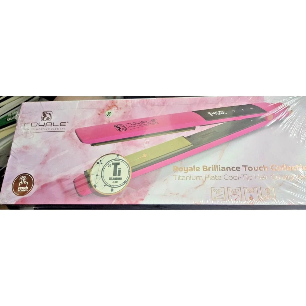 Royale Genius Heating Brilliance Touch Titanium Collection Pink Straightener NEW